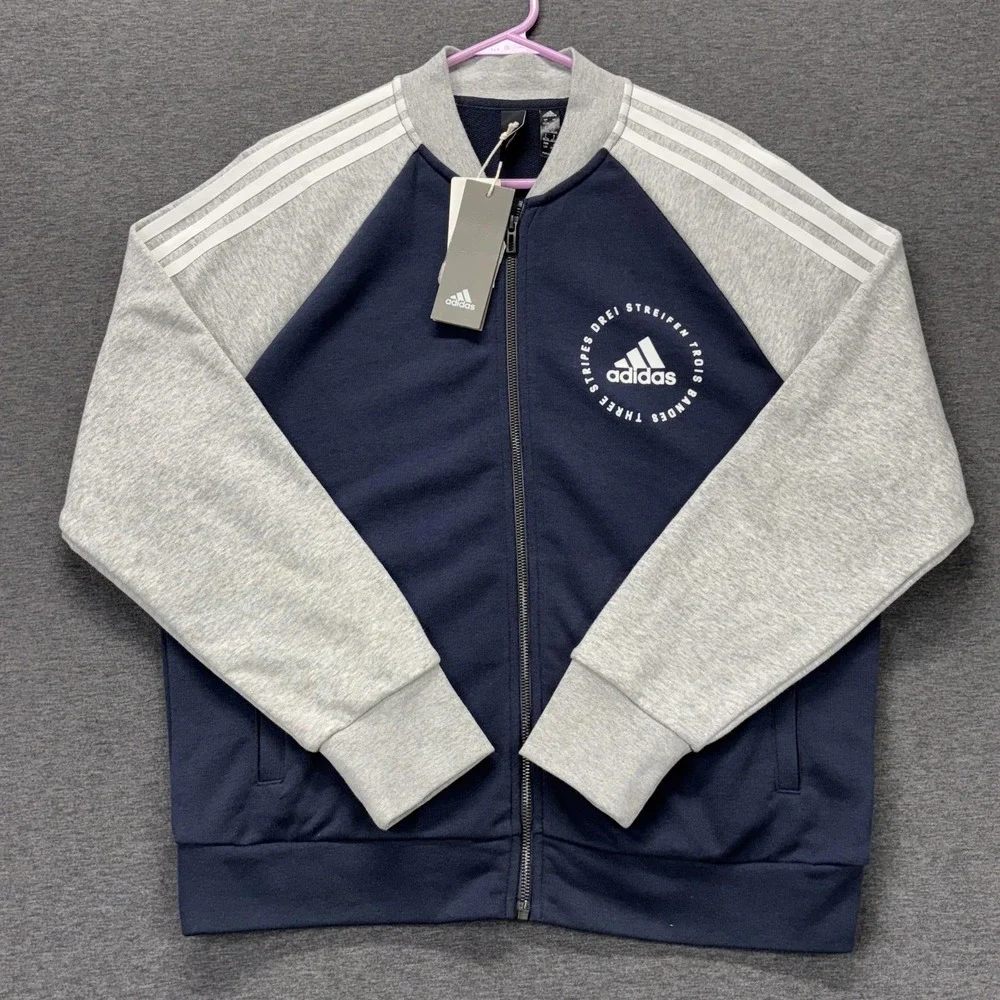 Adidas SID Bomber Track Jacket Womens Large Blue Gray Colorblock Full Zip NEW - Picture 3 of 11